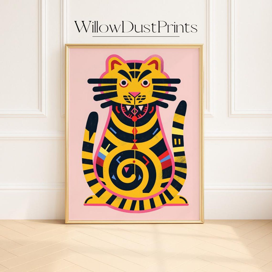 Tiger Art Print Bold Abstract Wall In Pop Style For Modern Living Room Office Or Eclectic Decor Lovers