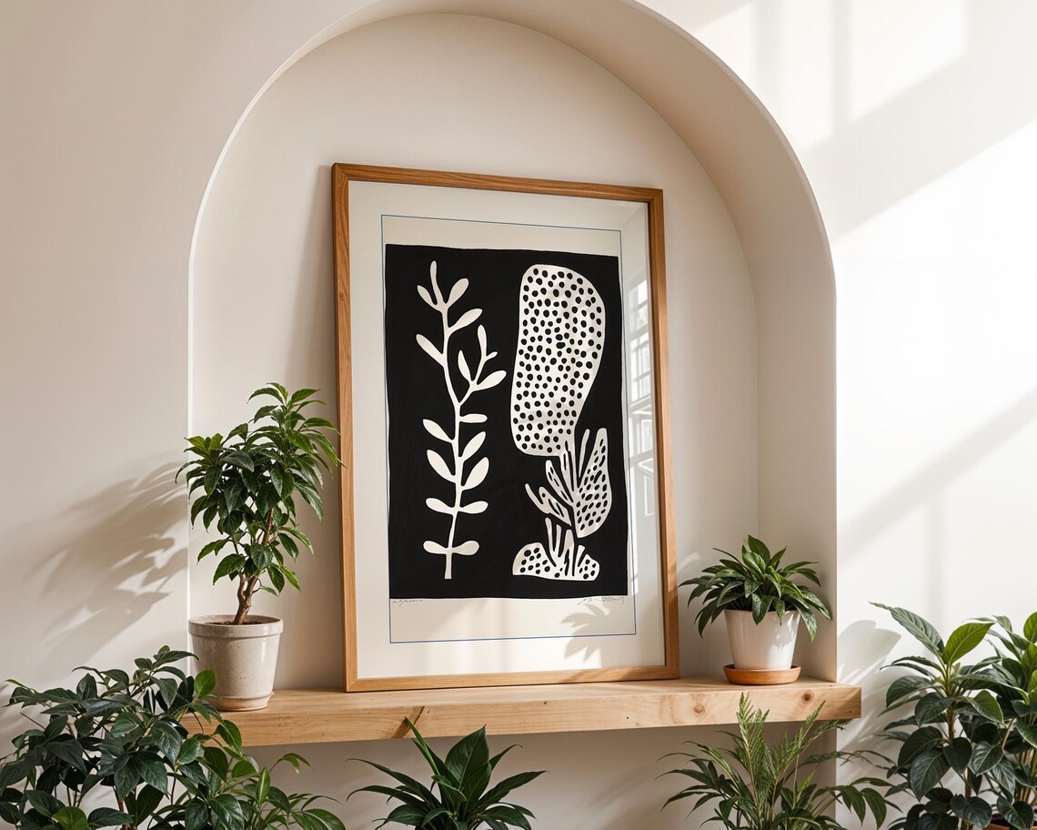 Abstract Botanical Print, Scandinavian Boho Nature - Image 3