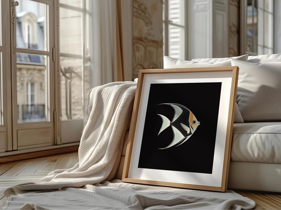 Angelfish Illustration, Minimalist Tropical Ocean Art Print - Image 4