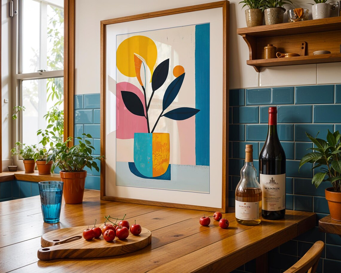Colorful Plant Mid-Century Modern Geometric Vase - Image 6