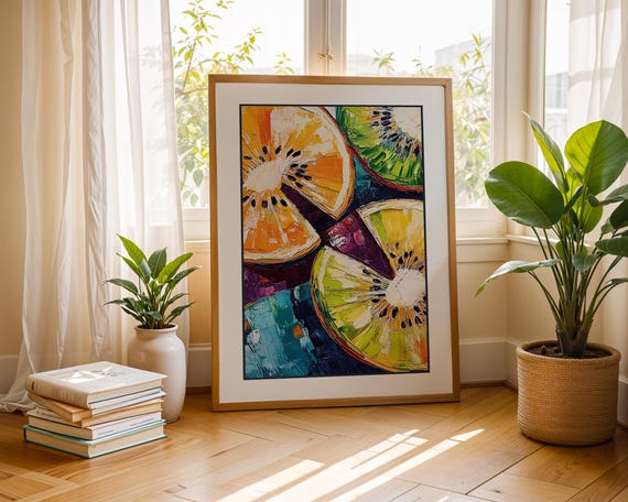 Kiwi Fruit Painting, Tropical Food Art