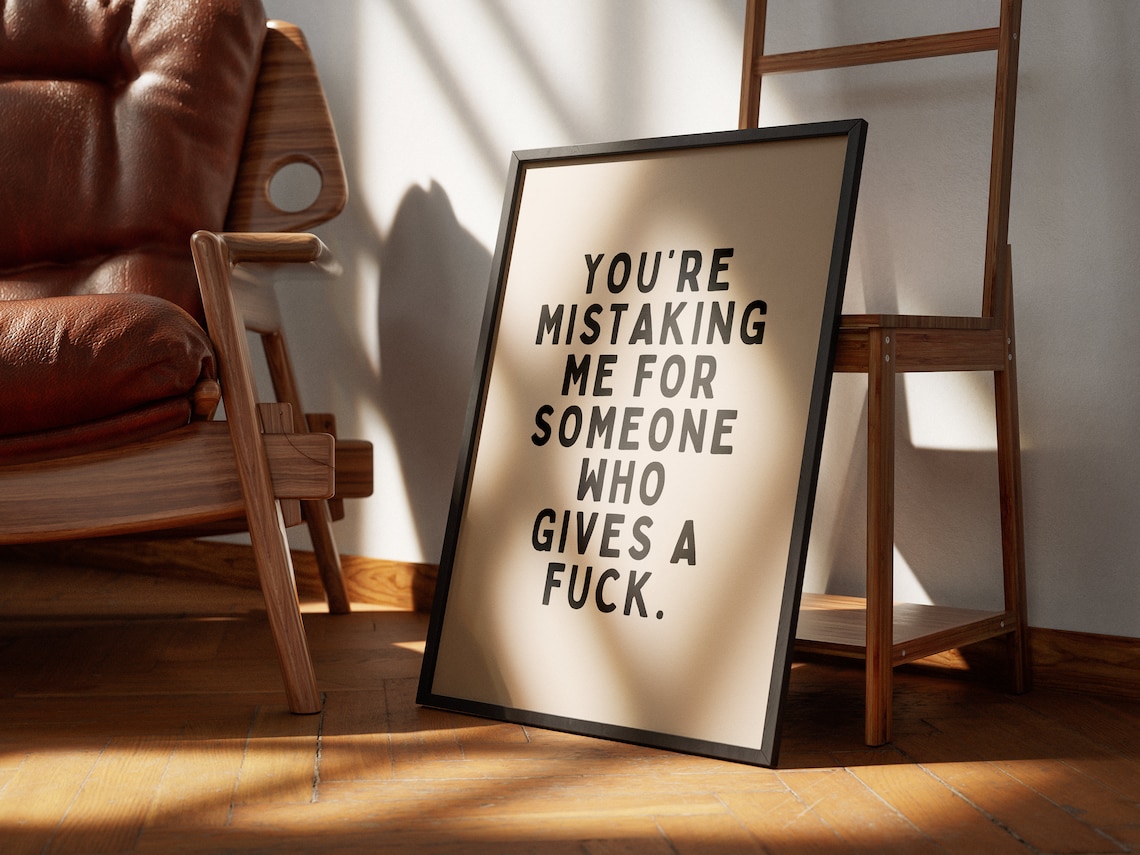 Fuck Sake Funny Minimalist Cream Quote Swear Word Art Poster - Image 2