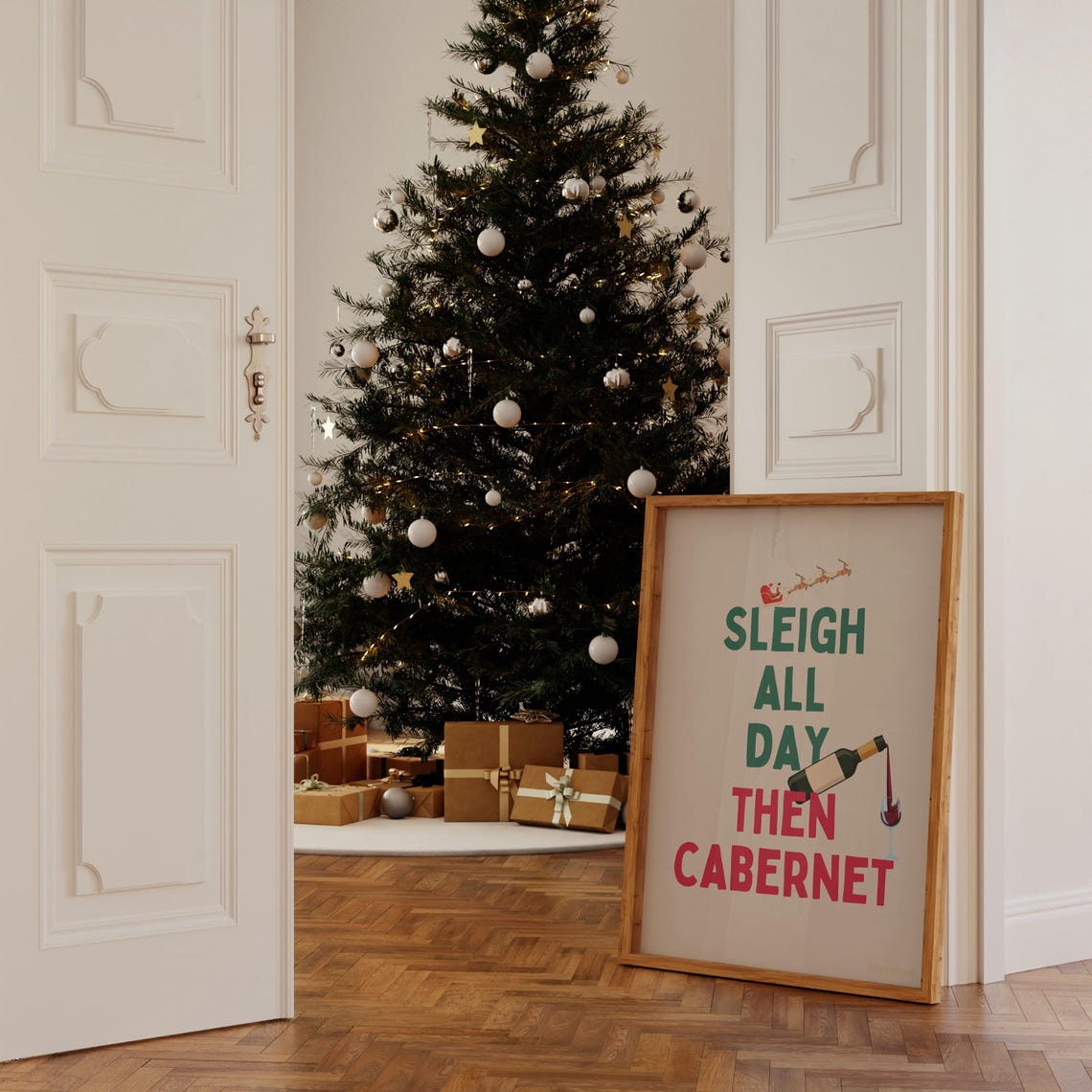 Single All The Way Red Funny Christmas Holiday Season Pun Poster - Image 2