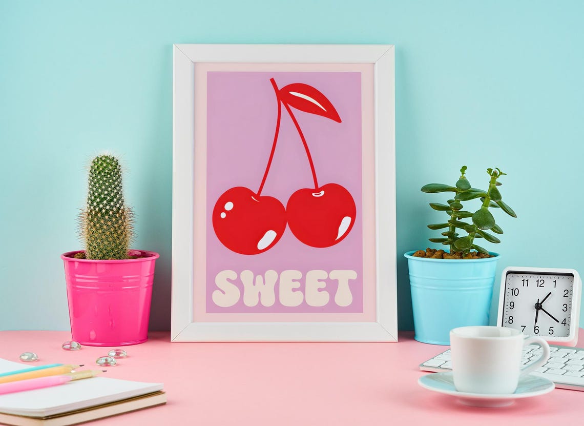 Sweet Cherries Retro Poster - Image 2