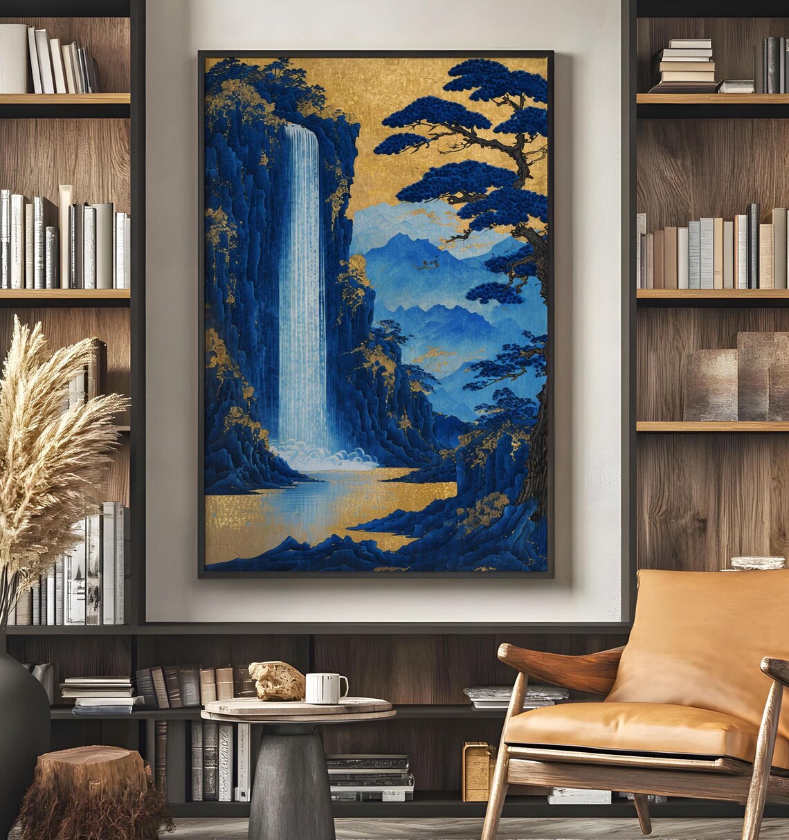 Serene Japanese Landscape Waterfall Art Print - Image 8