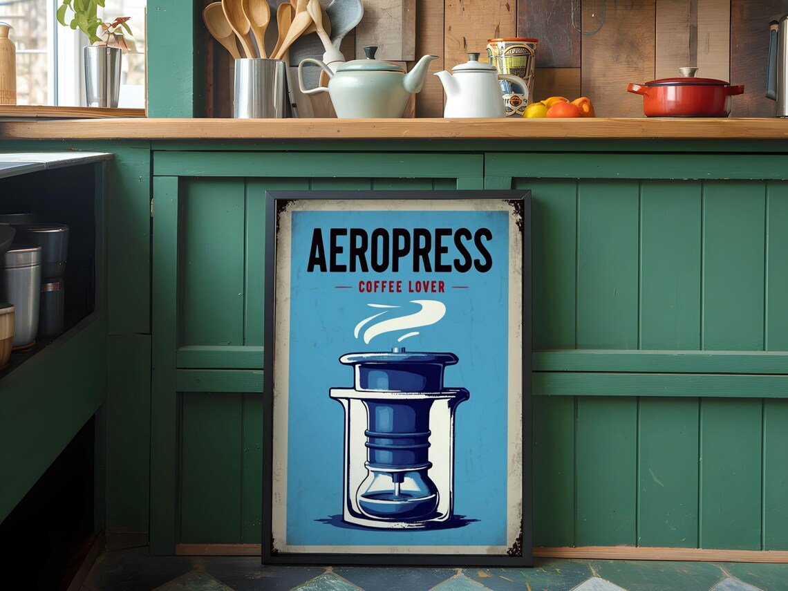 Retro Aeropress Coffee Lovers Poster - Image 2