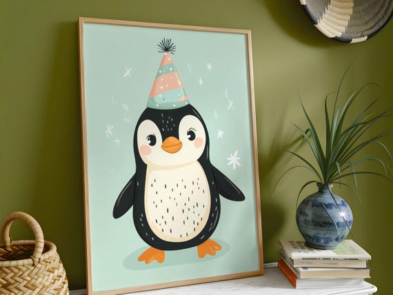 Penguin Nursery Poster Framed Baby Room Wall Art