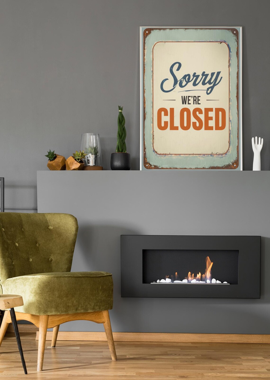 Vintage Sorry Were Closed Rustic Wooden Sign - Image 5