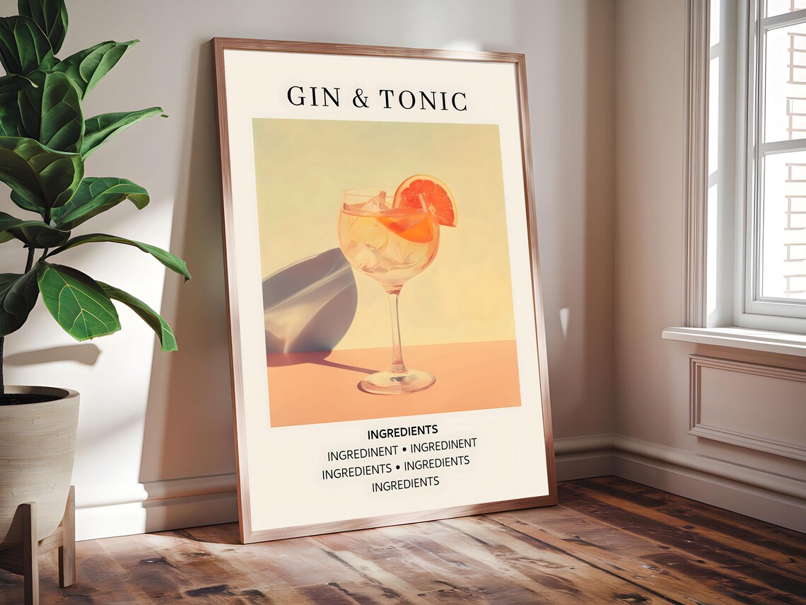 Retro Gin Tonic - Drink Ingredients Art - Image 3