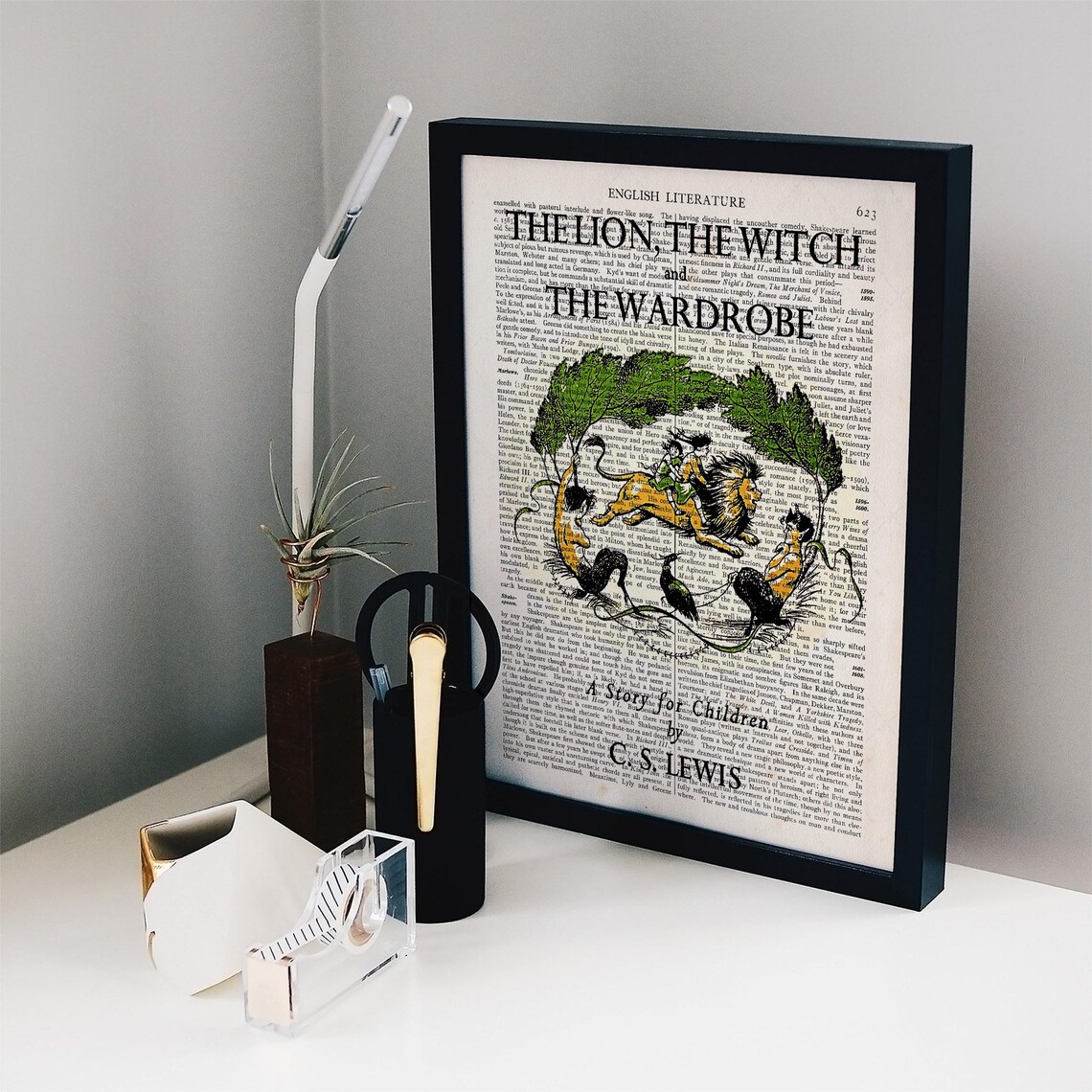 C S Lewis The Lion The Witch And The Wardrobe Aslan Book Page Art Print - Image 2