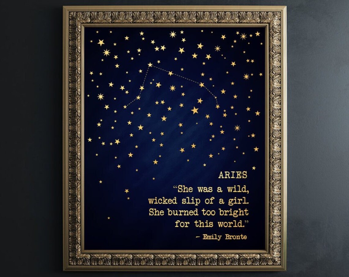 Aries Zodiac Art Print, Gold Foil Star Constellation