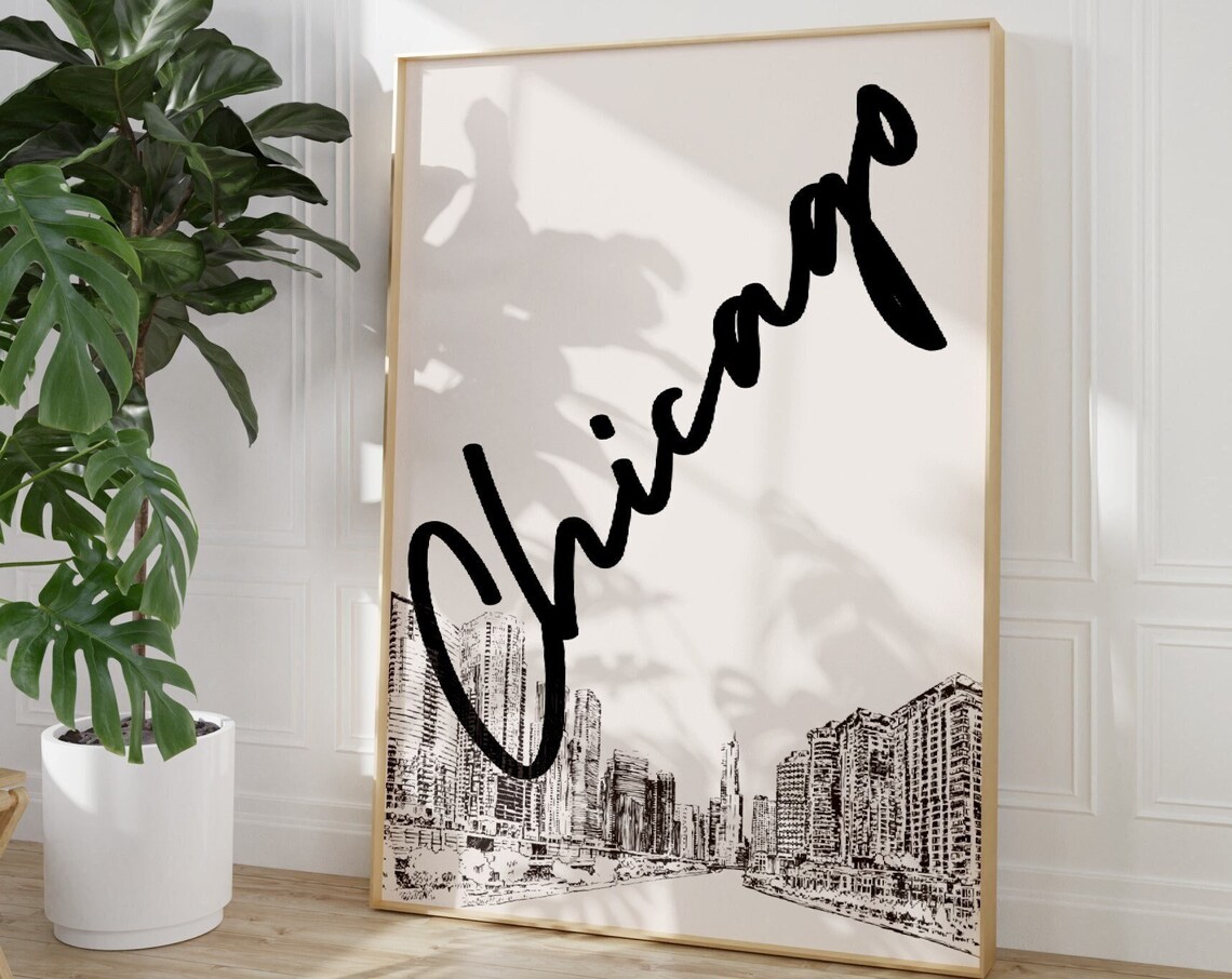 Chicago City Travel Poster, Trendy Cityscape Print - Image 5