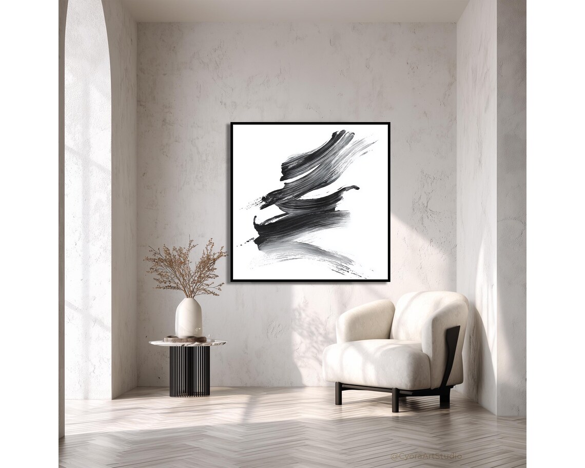 Minimalist Brush Strokes Abstract Modern Zen Print