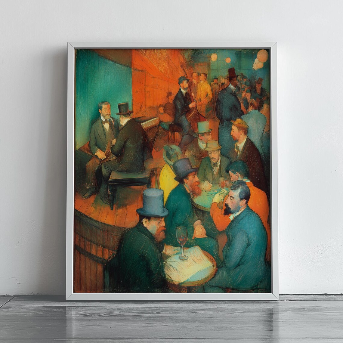 Toulouse Lautrec Style Jazz Club Bar Scene Vintage Art Poster