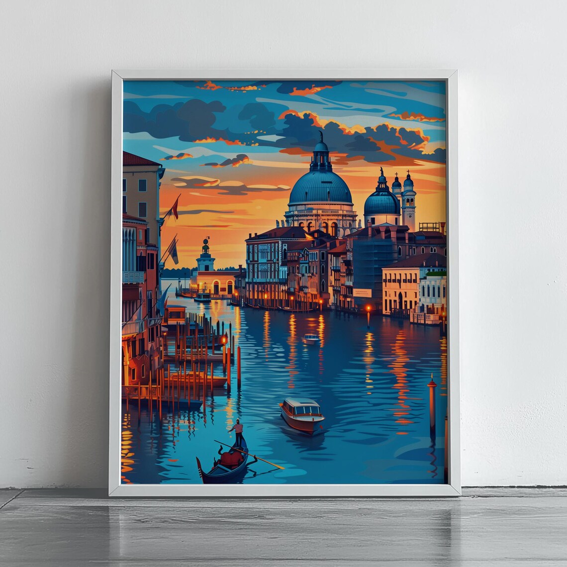 Venice Grand Canal Sunset Gondola Santa Maria Della Salute Poster
