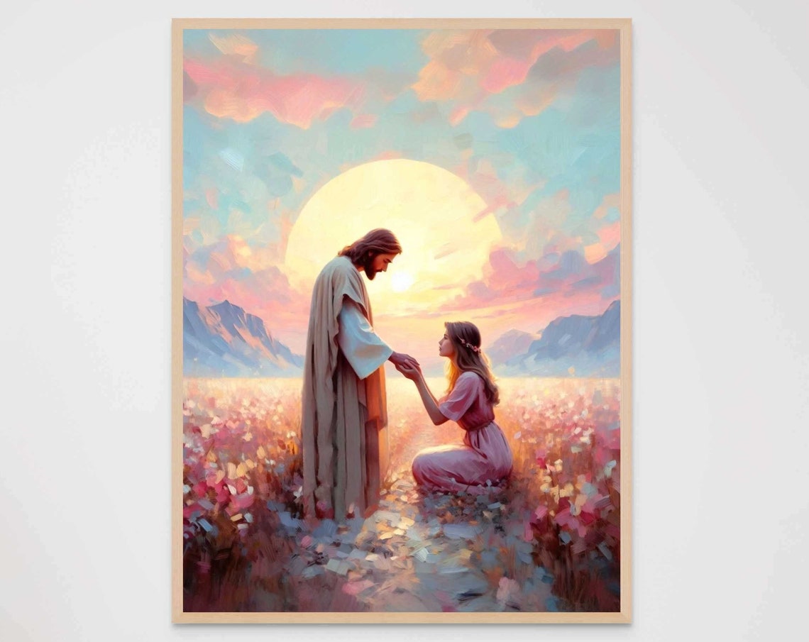 Forgiven And Loved Christian Art Jesus And Woman Jesus Wall Art Lds Art Bible Verse Wall Art Christian Painting Jesus With Girl Art