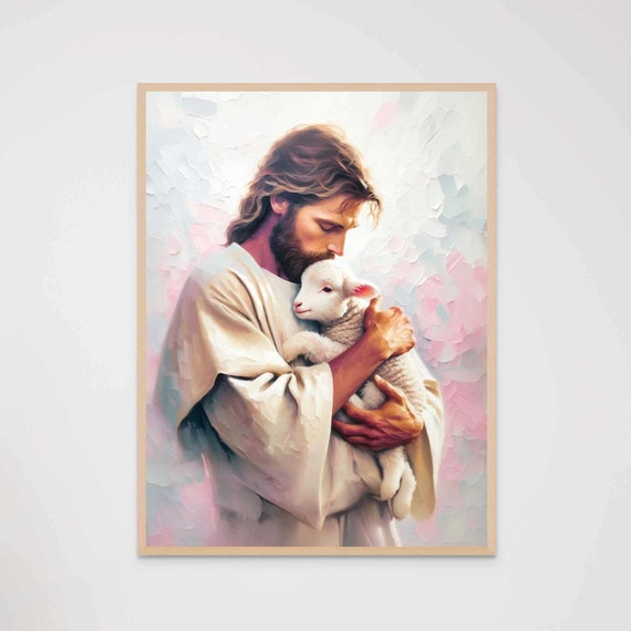 Jesus Saves The Lamb Christian Wall Art Jesus Christ With Lamb Jesus Shepherd Art Lds Art Bible Verse Wall Art Jesus Art