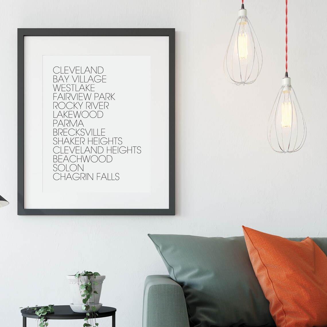 Cleveland Ohio Neighborhoods Typography Minimalist City Map Poster - Image 3