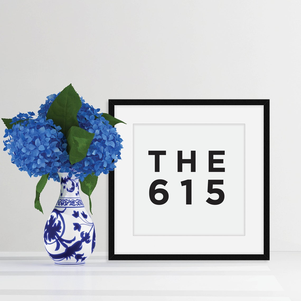 The 615 Nashville Area Code Bold Minimalist Typography Wall Art - Image 3