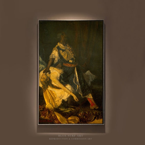 Othello Killing Desdemona Gonzlez Pineda Reproduction Art Hand Painted Oil Painting On Vertical Painting Gift