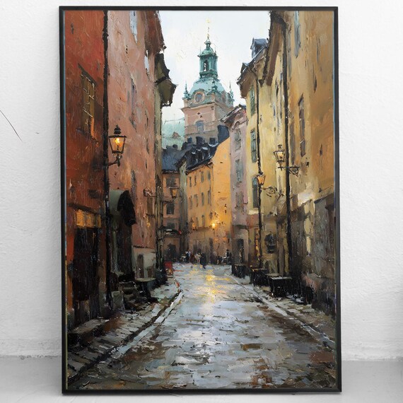 Stockholm Gamla Stan Travel Poster, Sweden Streetscape