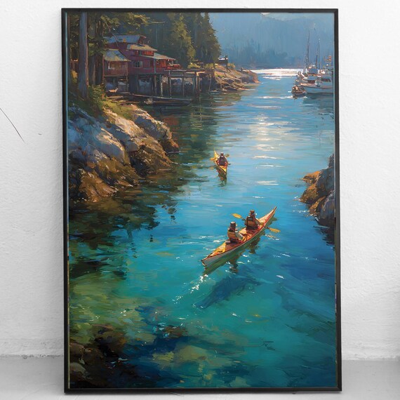 Turquoise Inlet Kayaking Adventure Oil Painting Landscape Poster