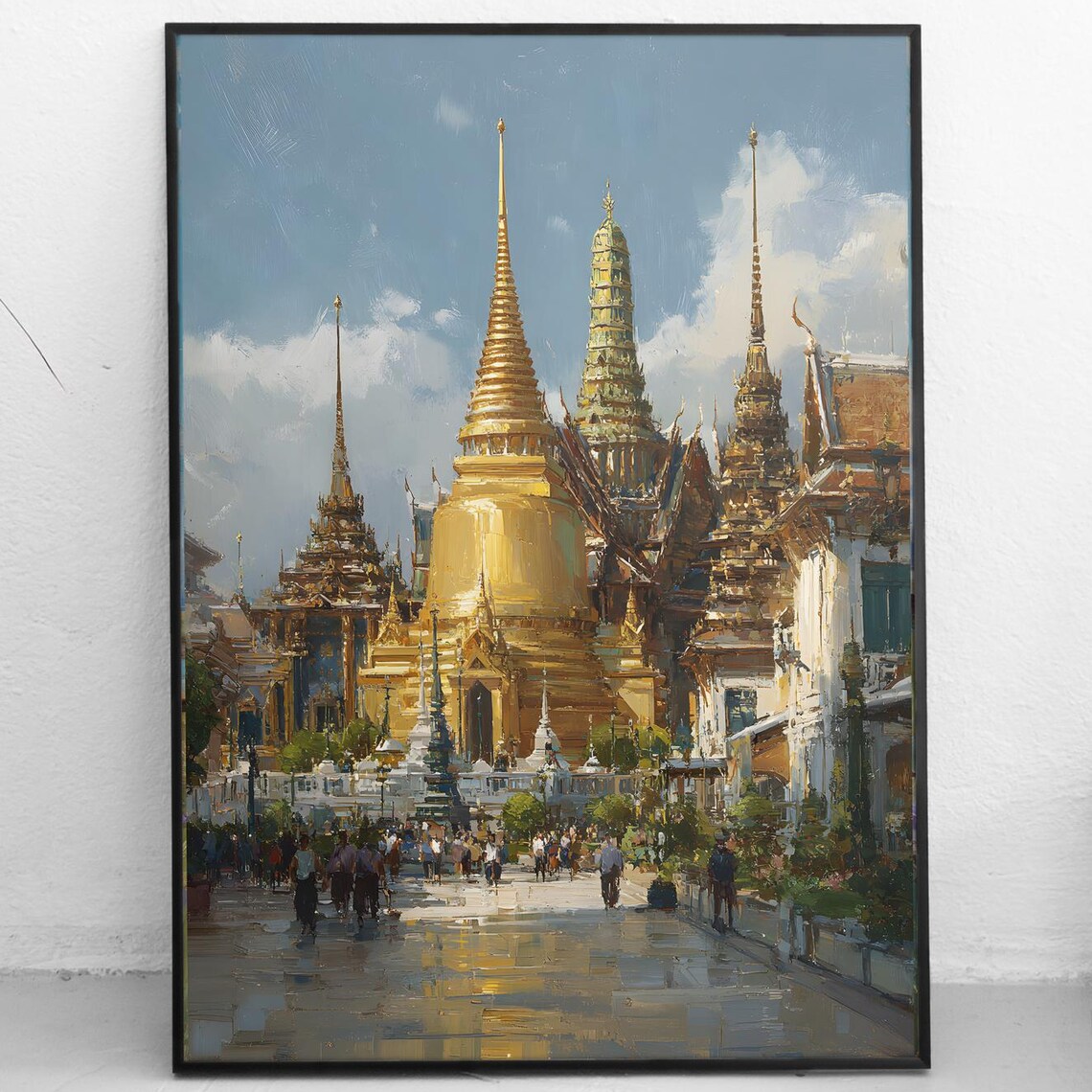 Bangkok Golden Temple Spires Emerald Buddha Palace Thailand Art Poster