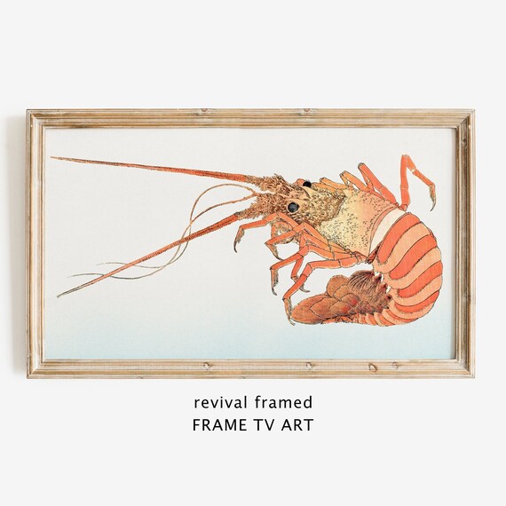 Frame Tv Art Lobster Nautical Decor Vintage Japanese Art Frame Tv Japanese Art Frame Tv Art Large Art