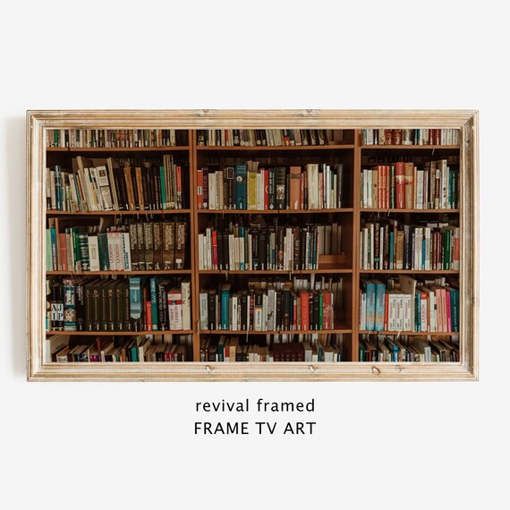 Cozy Library Bookshelves Photography Wall of Books Warm Reading Room Wall Art