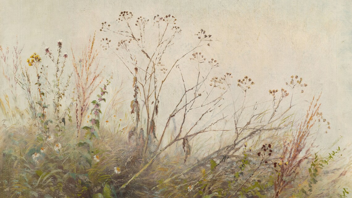 Muted Wildflower Meadow Soft Grasses Neutral Vintage Botanical Style Wall Art - Image 2