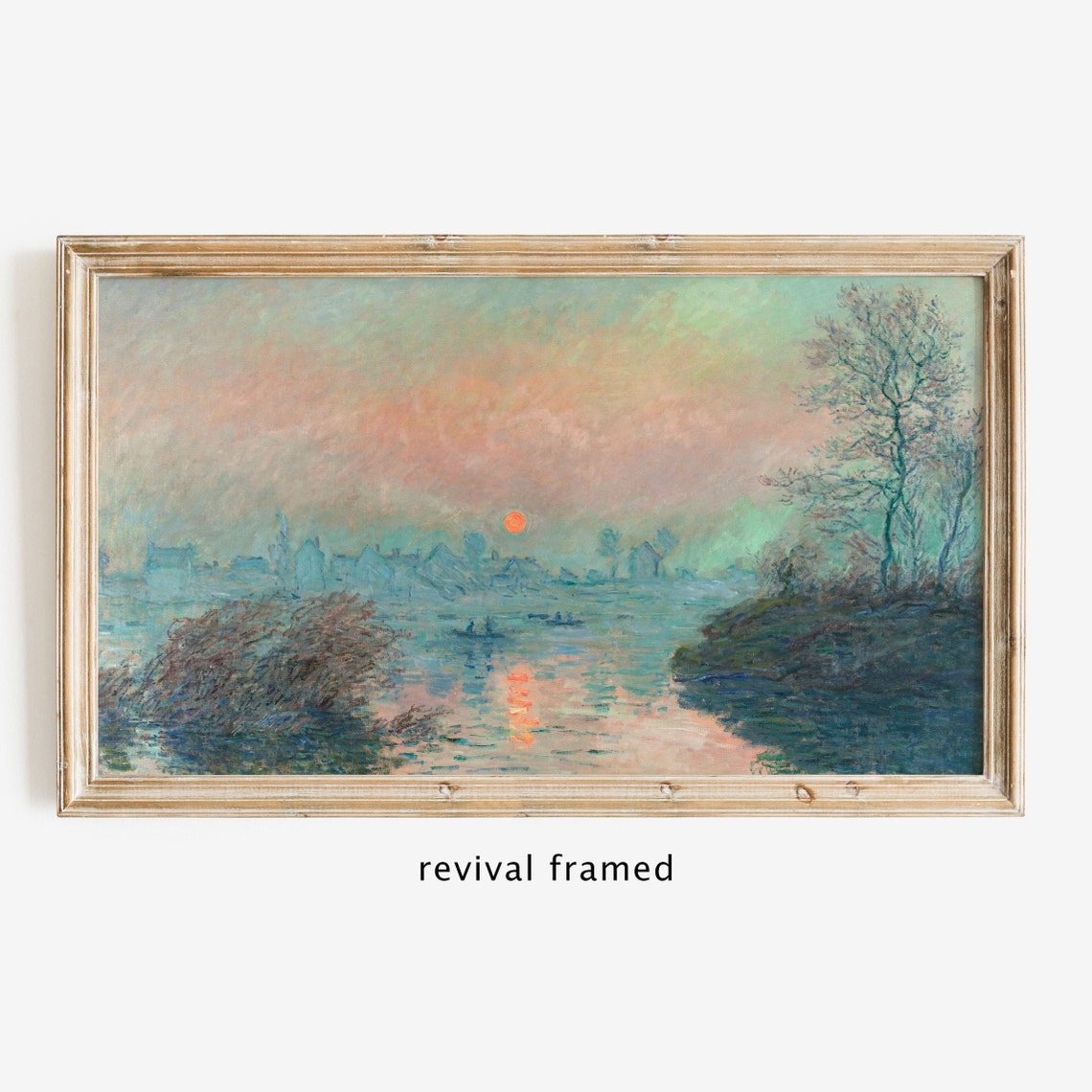 Claude Monet Autumn Sunset River Mist Soft Pastel Impressionist Poster