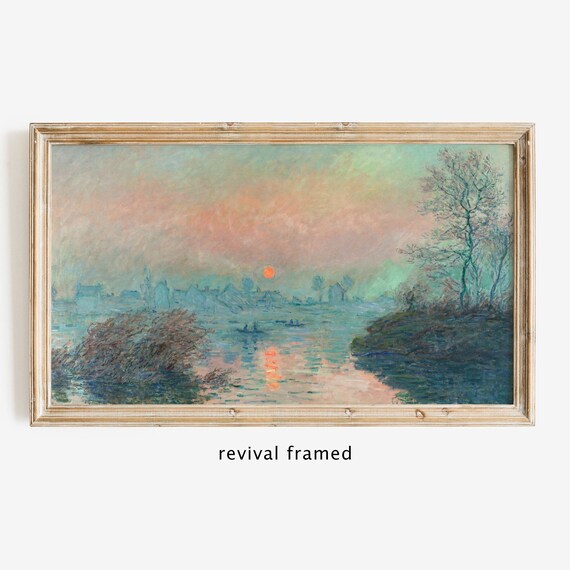 Autumn Sunset Frame Tv Art Minimalist Home Decor Vintage Fall Tree Sea Landscape Monet Boho Living Room Artwork