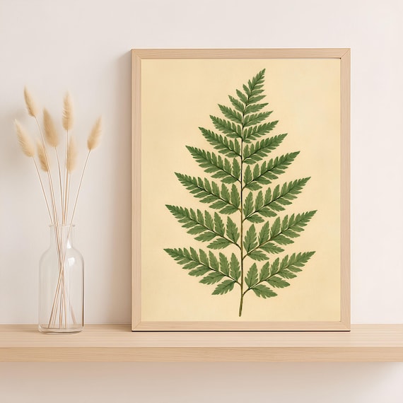 Vintage Green Fern Botanical Poster Natural History Leaf Artwork