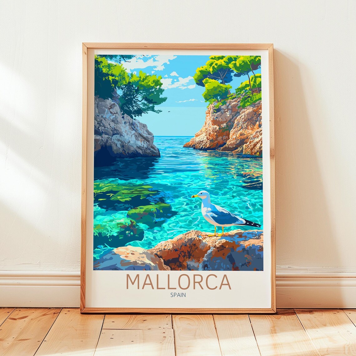 Mallorca Travel Poster, Balearic Islands Art Print