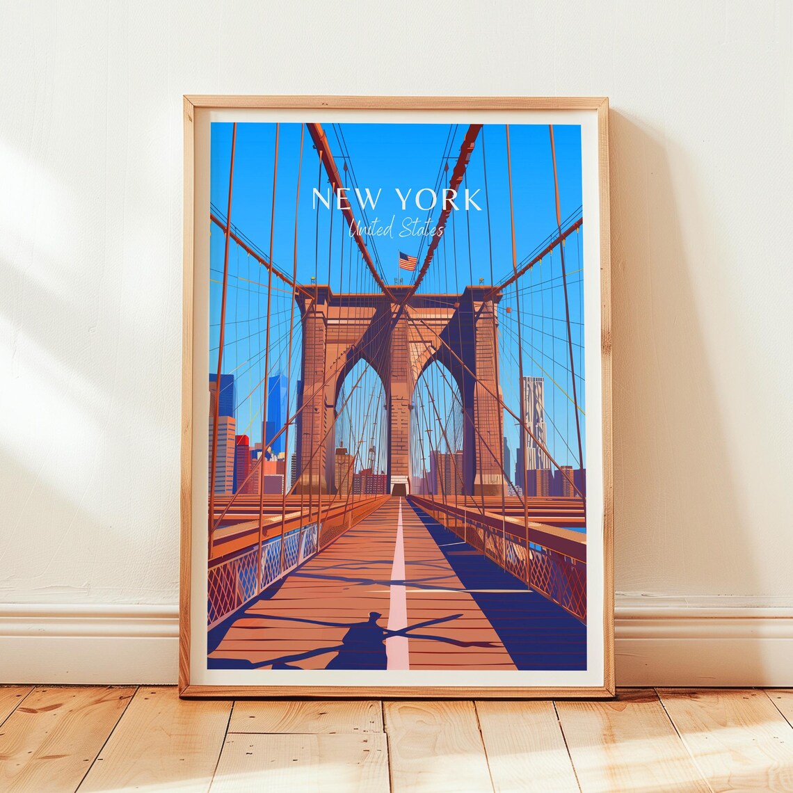 New York Travel Poster, Brooklyn Bridge Art Print