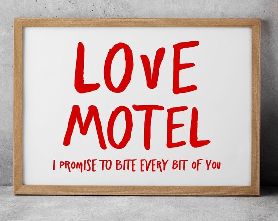 Love Motel Funny Valentines Art Print Red Minimalist Decor