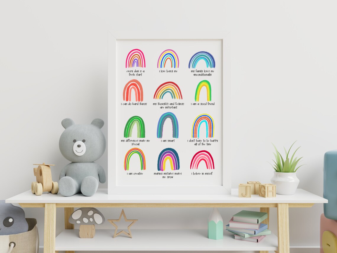 Child Affirmations Rainbow, Kids Room Daily Affirmations - Image 2