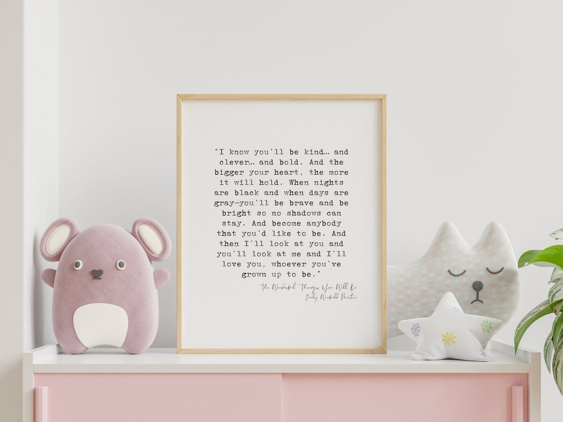 The Wonderful Things You Will Be Nursery Baby Shower Quote Poster - Image 2