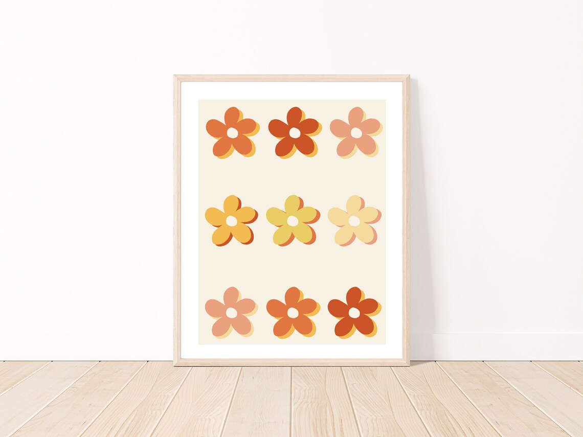 She Is A Wildflower Retro Boho Floral Duo Set Nursery Quote Poster - Image 2