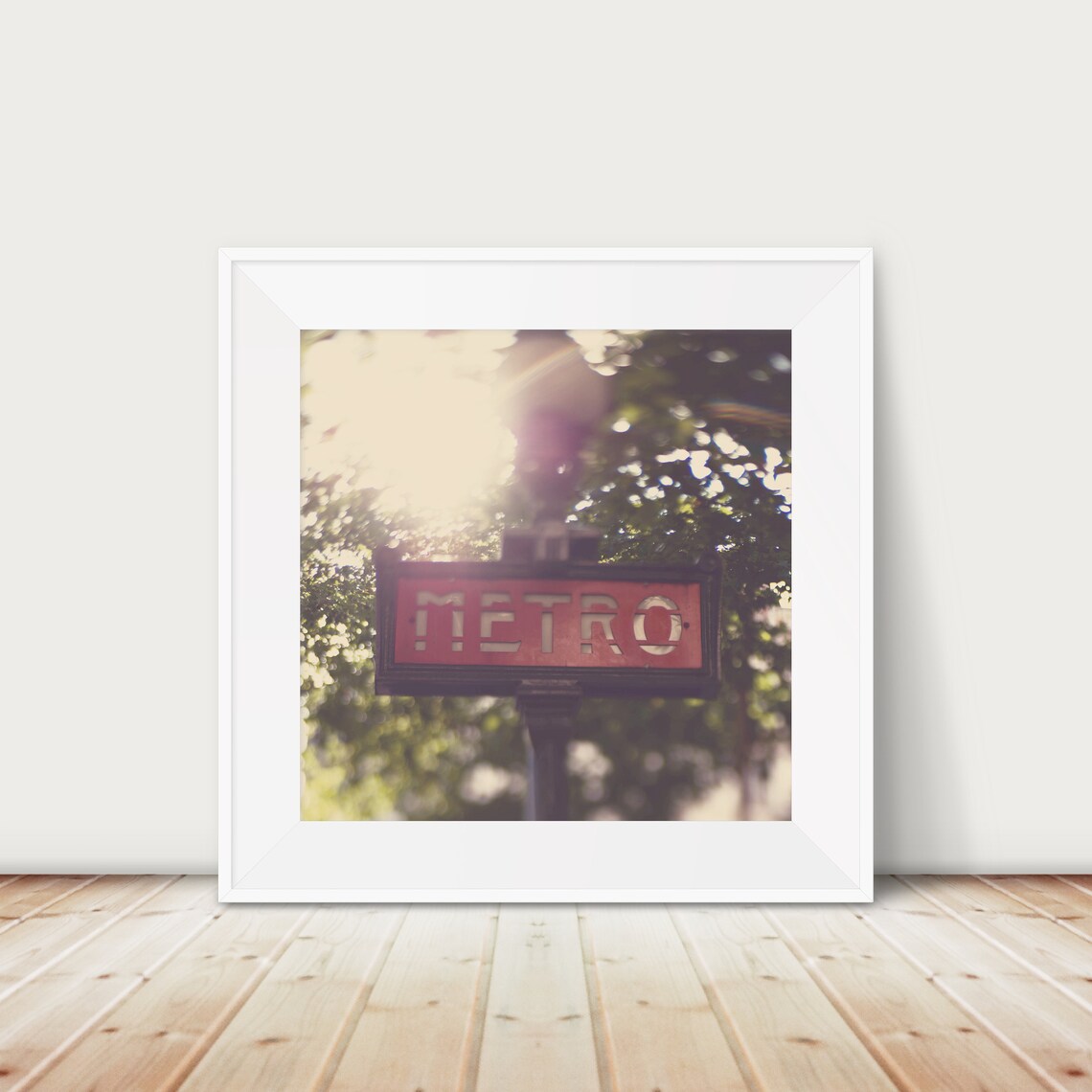 Paris Metro Sign Red Vintage Street Photography Travel Print