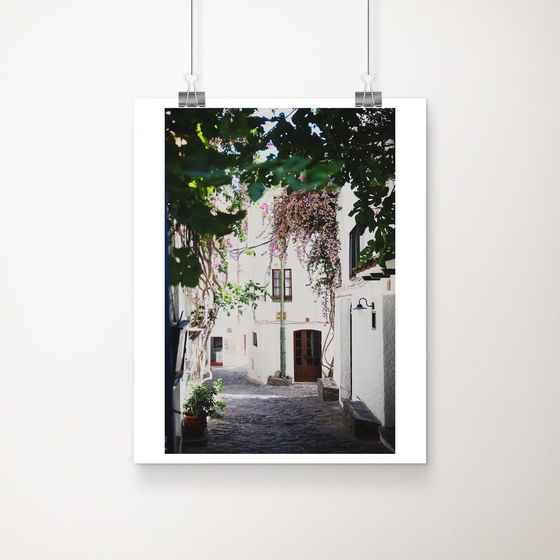 Cadaques Spain Whitewashed Alley Bougainvillea Travel Photo Poster