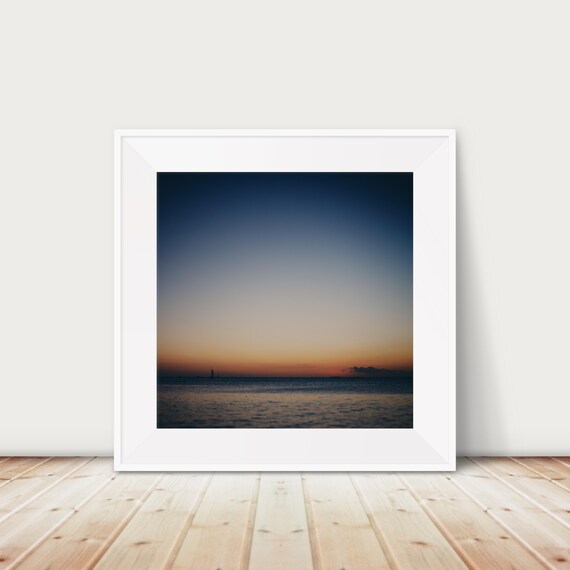 Key West Sunset Sailboat Silhouette Ocean Horizon Photography Poster