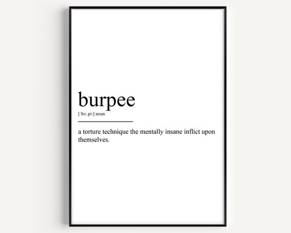 Burpee Definition Art Print, Typography Quote