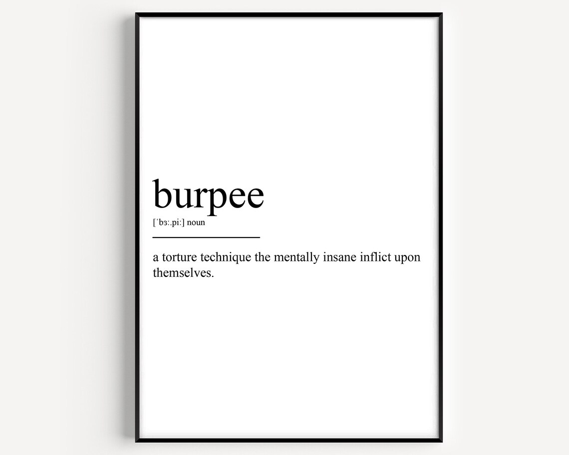 Burpee Definition Art Print, Typography Quote