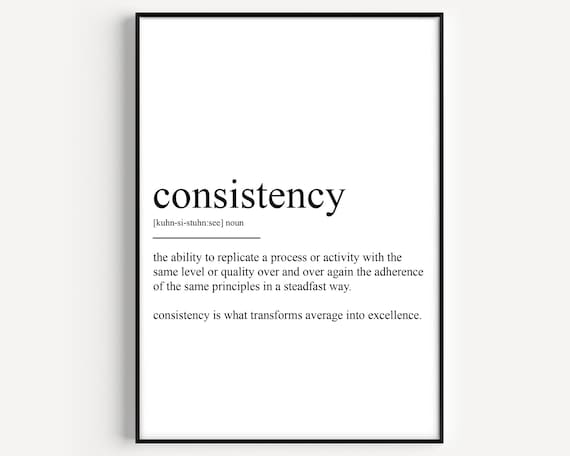 Consistency Dictionary Definition Minimalist Typography Wall Art
