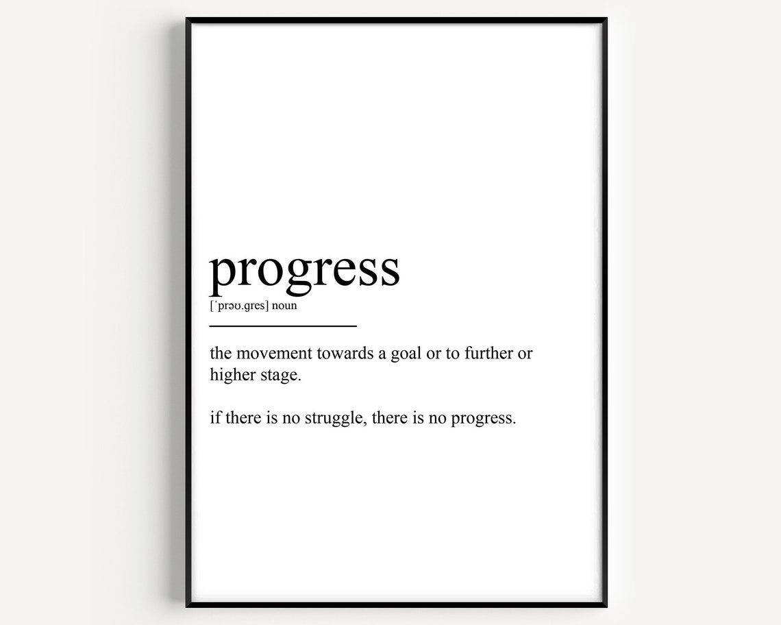 Progress Dictionary Definition Motivational Quote Typography Poster