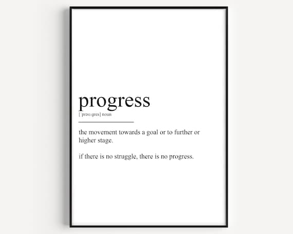 Progress Dictionary Definition Motivational Quote Typography Poster