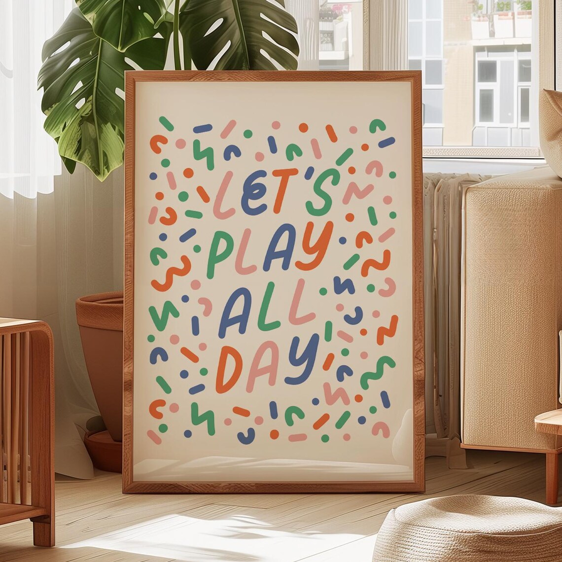 Boho Rainbow Confetti Playroom Art Print