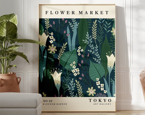 Flower Market Tokyo Print Abstract Floral Boho Art Poster