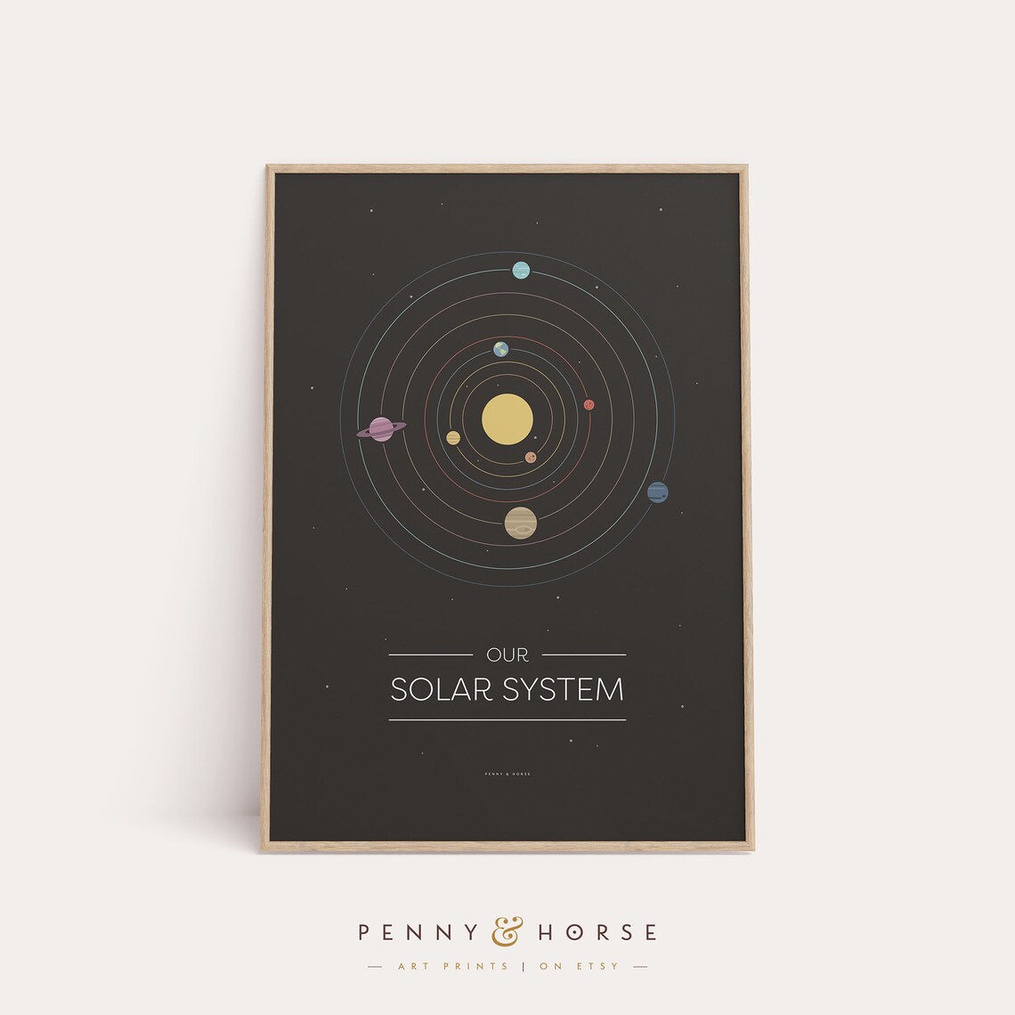 Our Solar System Minimalist Space Diagram Poster for Kids Bedroom Decor